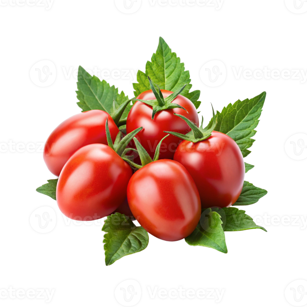 Plum Tomatoes with leaves png
