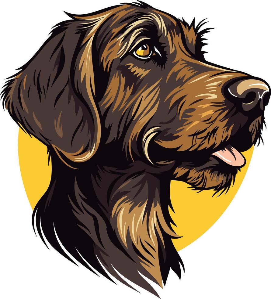 A detailed illustration of a brown labrador retriever head, showcasing its distinctive features and fur texture vector