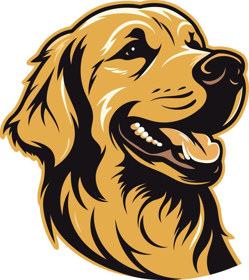A friendly, cartoon style golden retriever with a happy expression, perfect for pet related businesses and designs vector