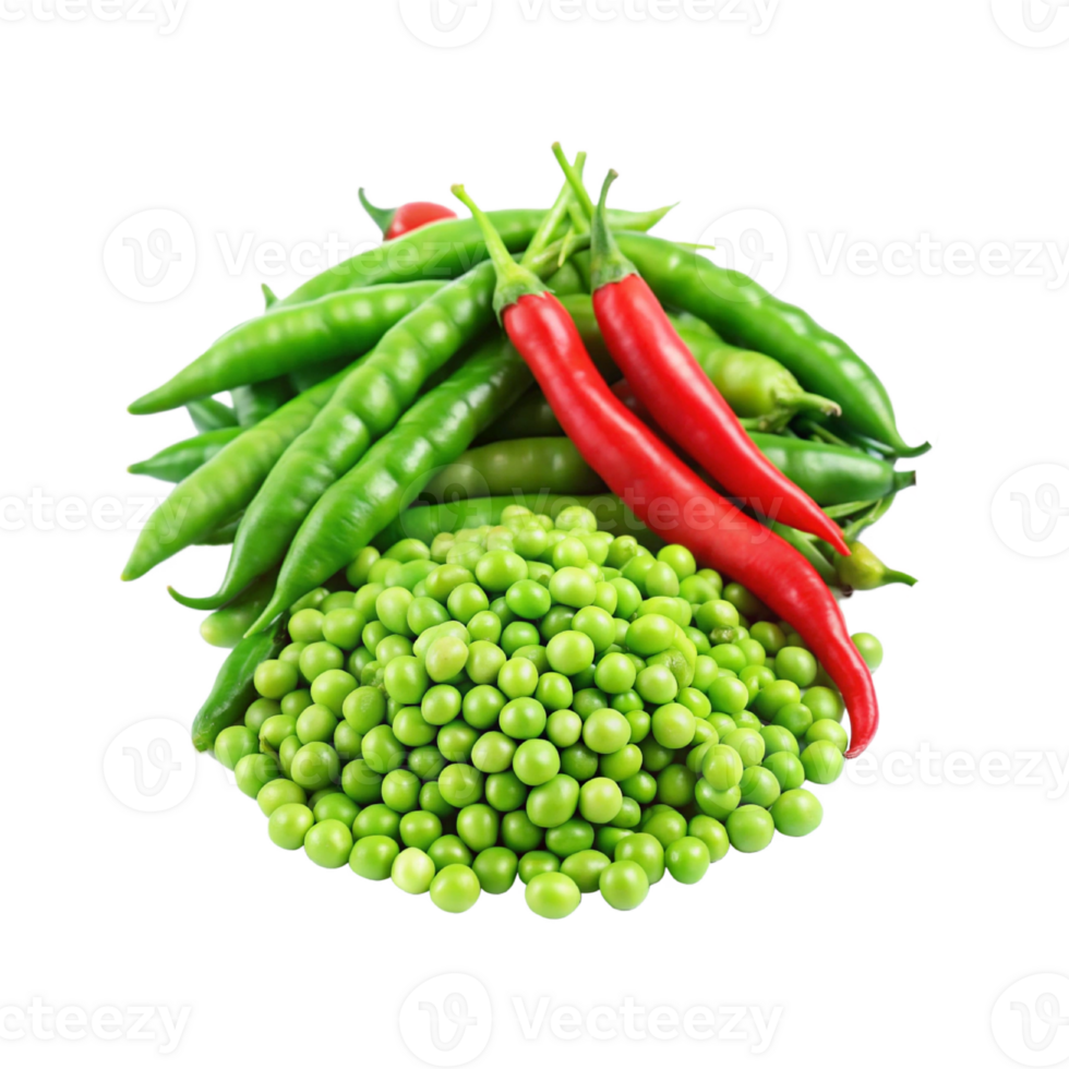 fresh green peas with chili peppers png