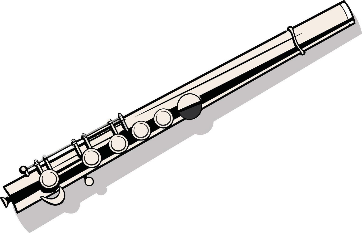A simple yet elegant illustration of a silver flute, perfect for music related projects, websites, or presentations vector