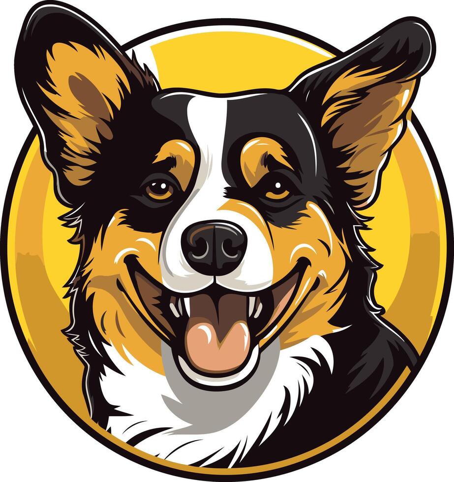 A friendly cartoon illustration of a smiling corgi dog, perfect for pet lovers and businesses that cater to dogs vector