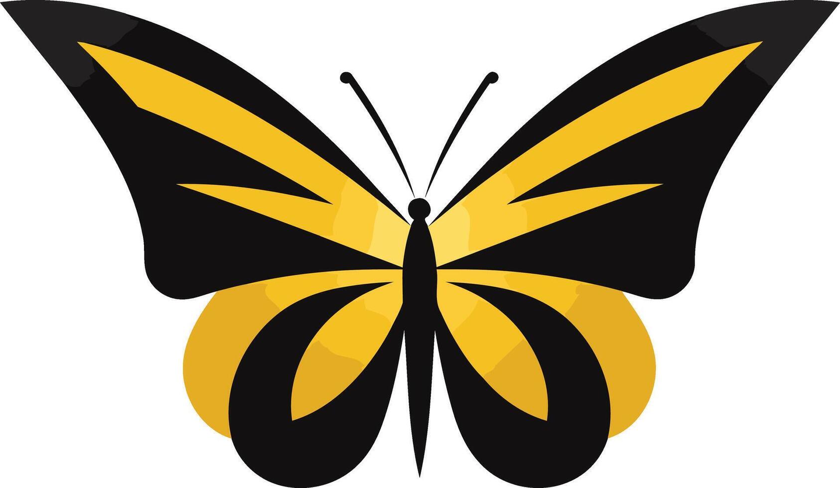 Simple yet elegant, this black and yellow butterfly icon symbolizes growth, change, and beauty vector