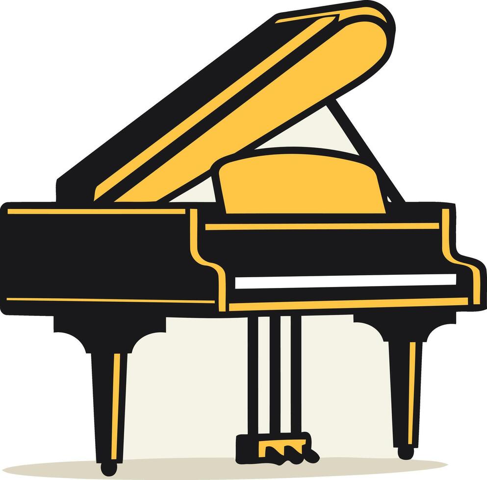 A simple, clean illustration of a grand piano with the lid open vector