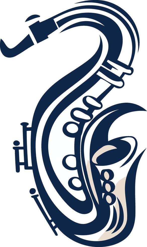 Saxophone Silhouette in Blue and Beige vector