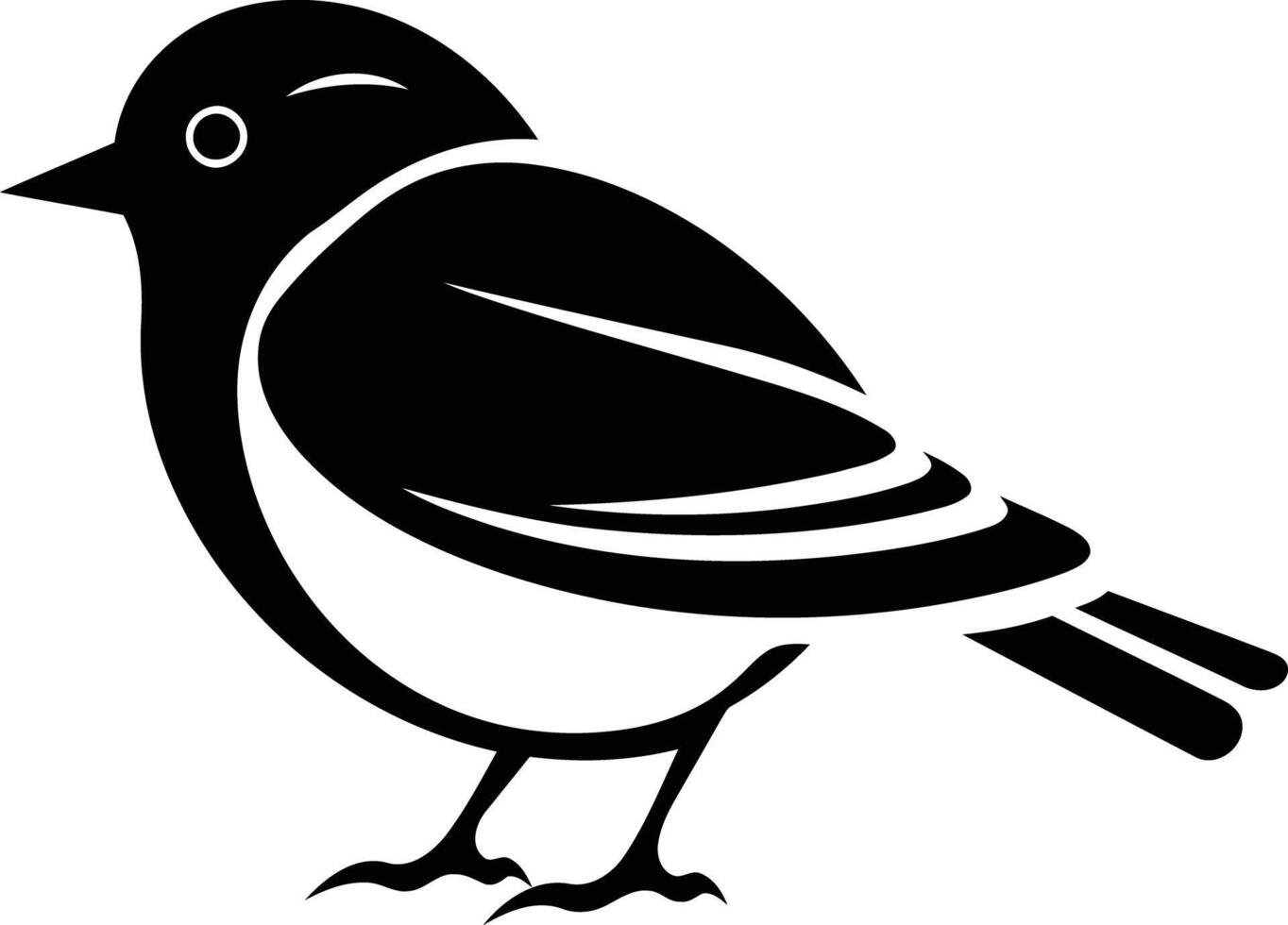 Simple, black and white silhouette of a small bird, perfect for nature themed designs, logos, and branding vector