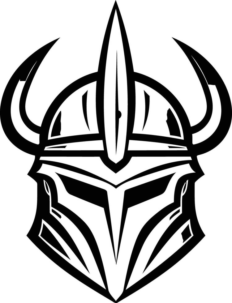 Bold and fierce, this black and white element illustration of a viking helmet is perfect for branding, apparel, and gaming designs vector