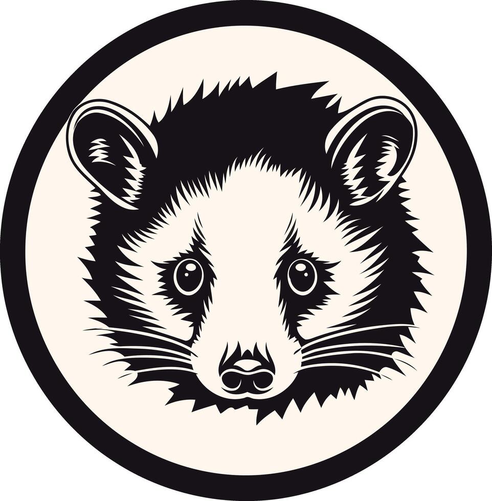 Black and white illustration of a raccoon's face, perfect for logos, branding, or design projects vector