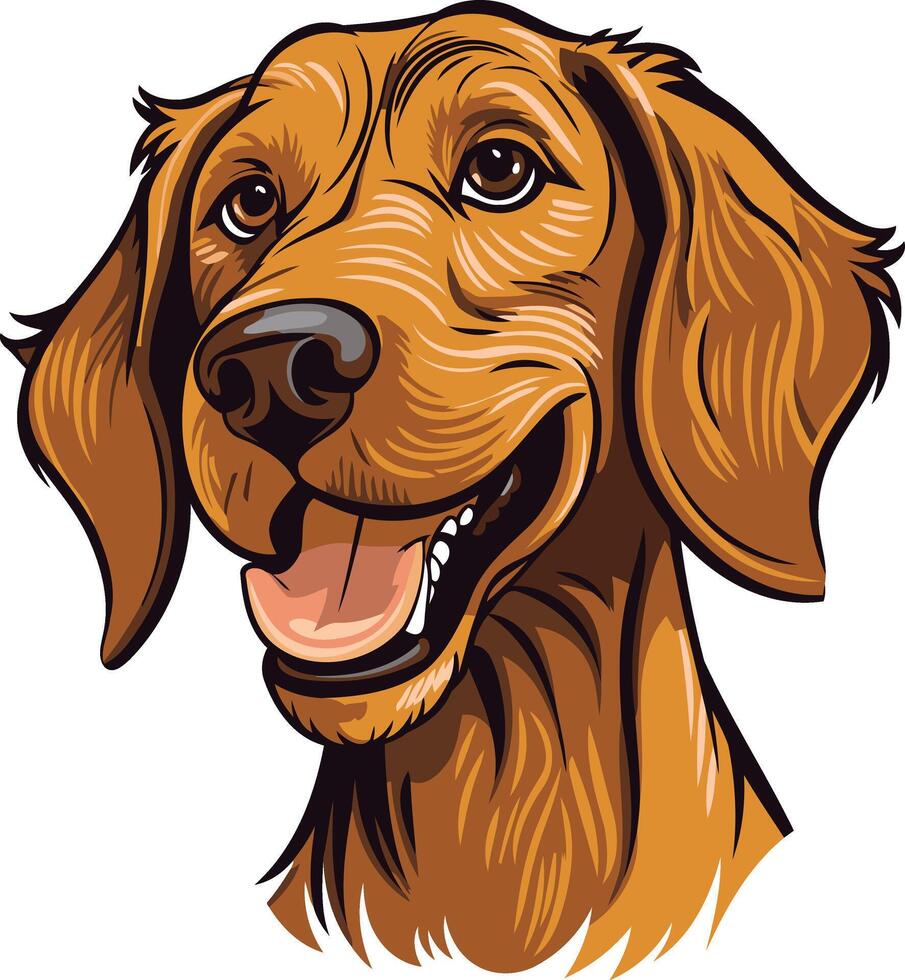 A friendly, cartoon style illustration of a brown dog with a playful smile, perfect for dog themed projects, pet care businesses, and animal loving individuals vector