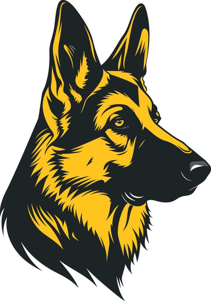 Bold, graphic design of a german shepherd's head, perfect for branding, logos, and t shirt designs vector
