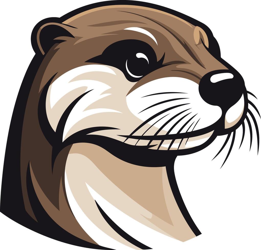 A stylized illustration of an otter's head, perfect for branding, mascot design, or wildlife themed projects vector