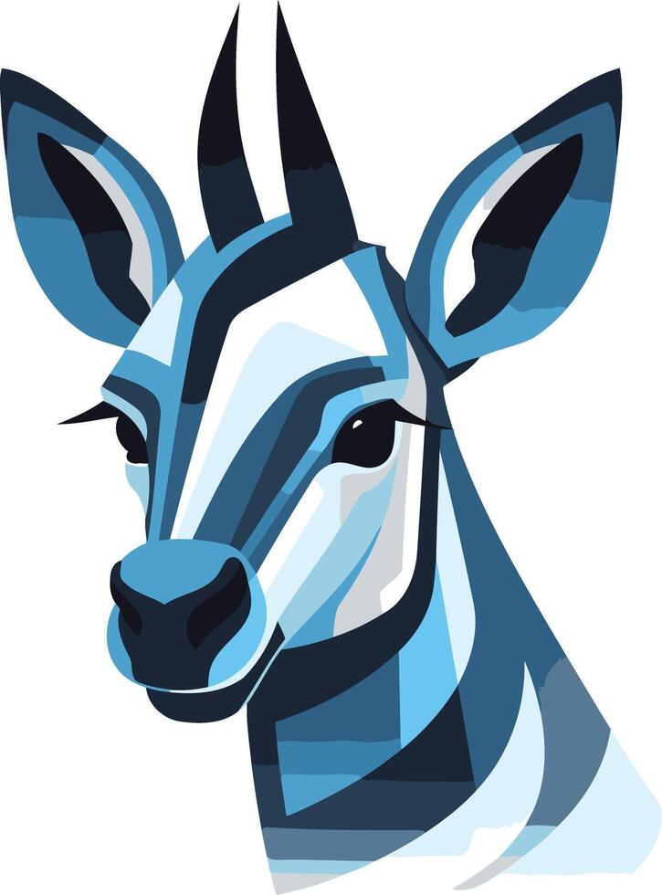 Geometric illustration of an antelope head in blue tones vector