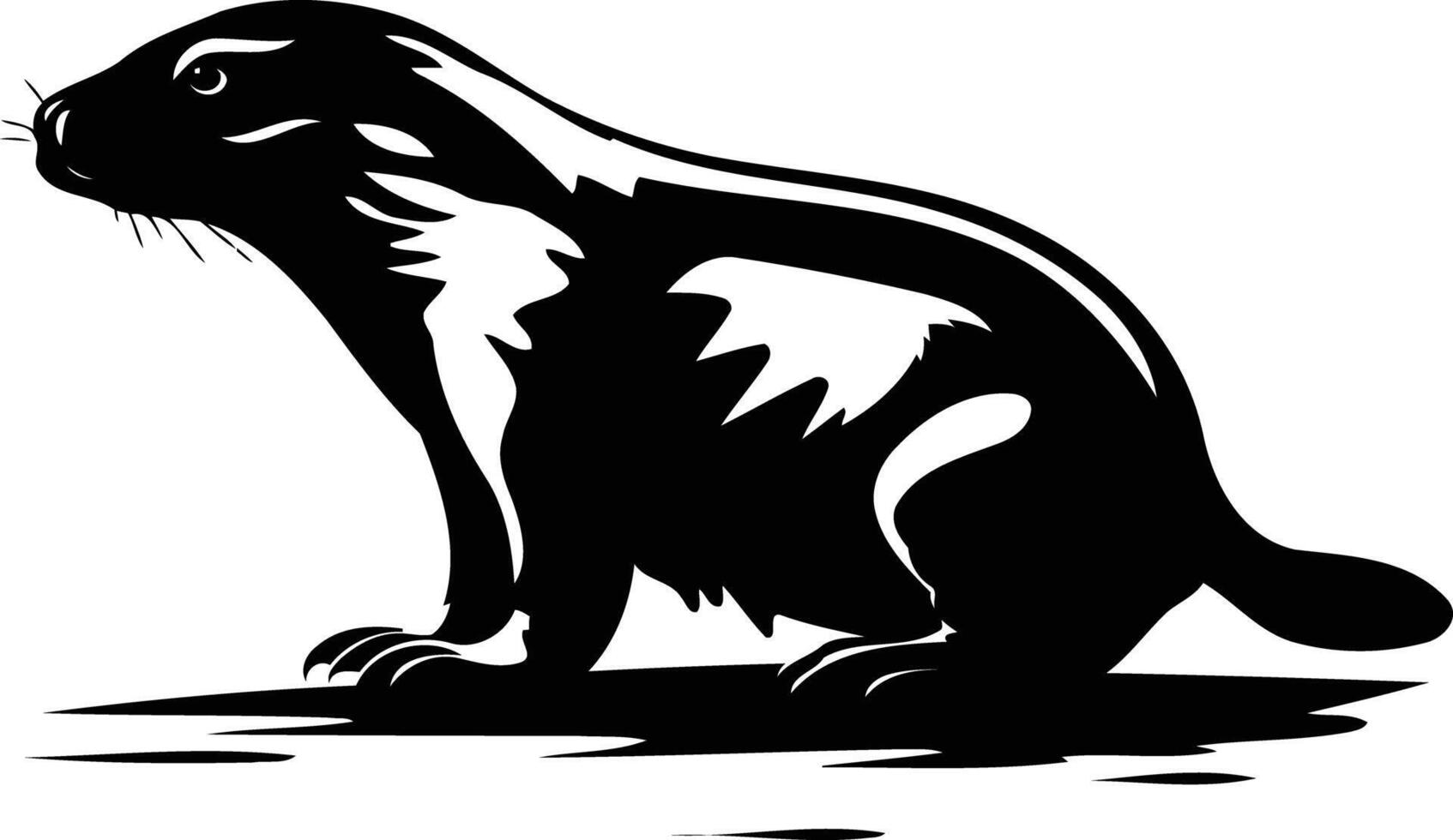 Black and white silhouette of a badger in a sitting pose vector