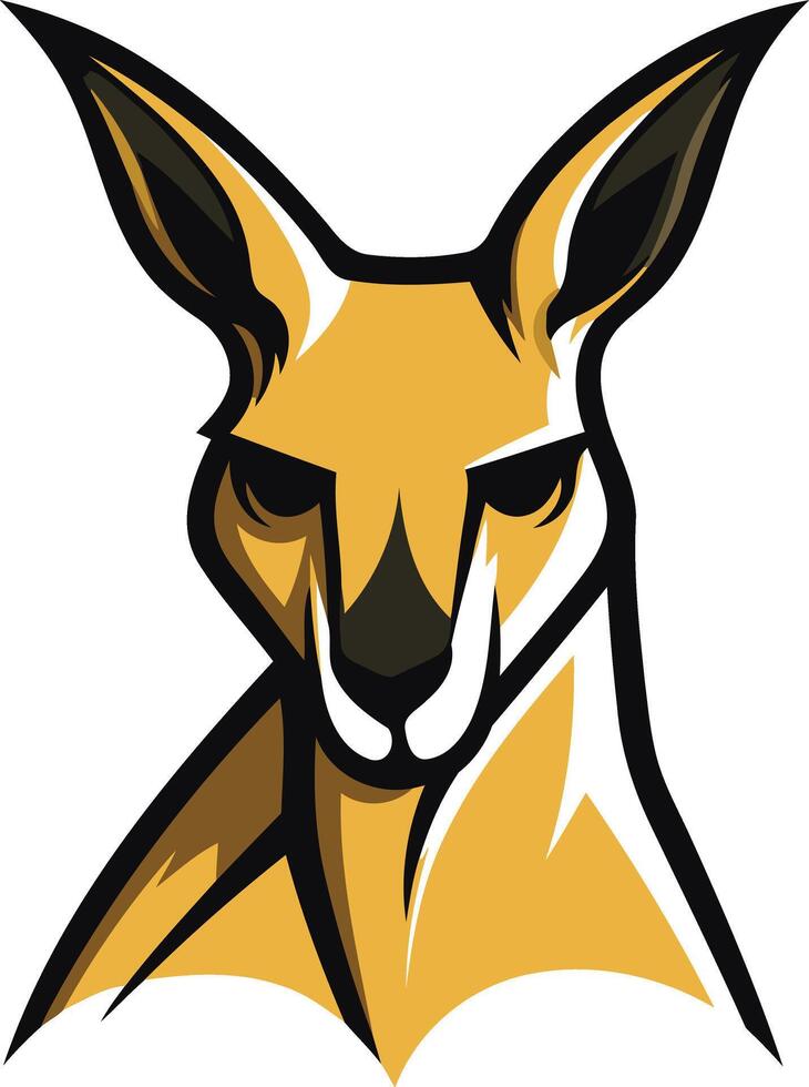 A bold, graphic illustration of a kangaroo's head, perfect for logos, branding, or mascot designs vector