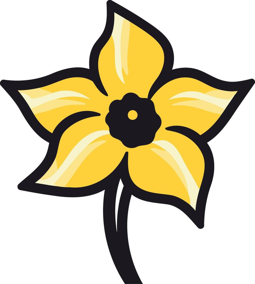 A simple, stylized illustration of a yellow daffodil flower vector