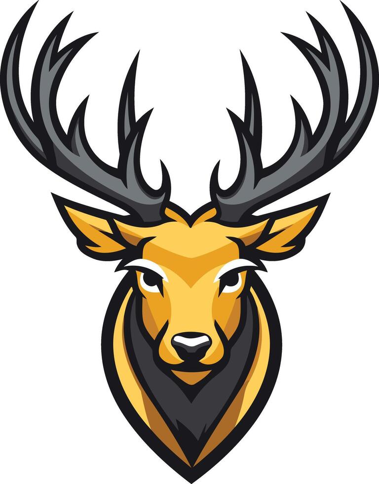 Bold and powerful, this stylized deer head logo is perfect for brands seeking a strong, natural, and masculine image vector