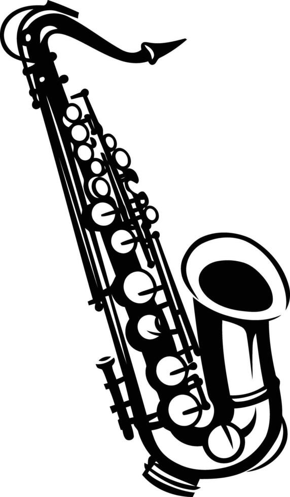 A simple yet powerful silhouette of a saxophone, perfect for music, jazz, and instrument themed designs vector
