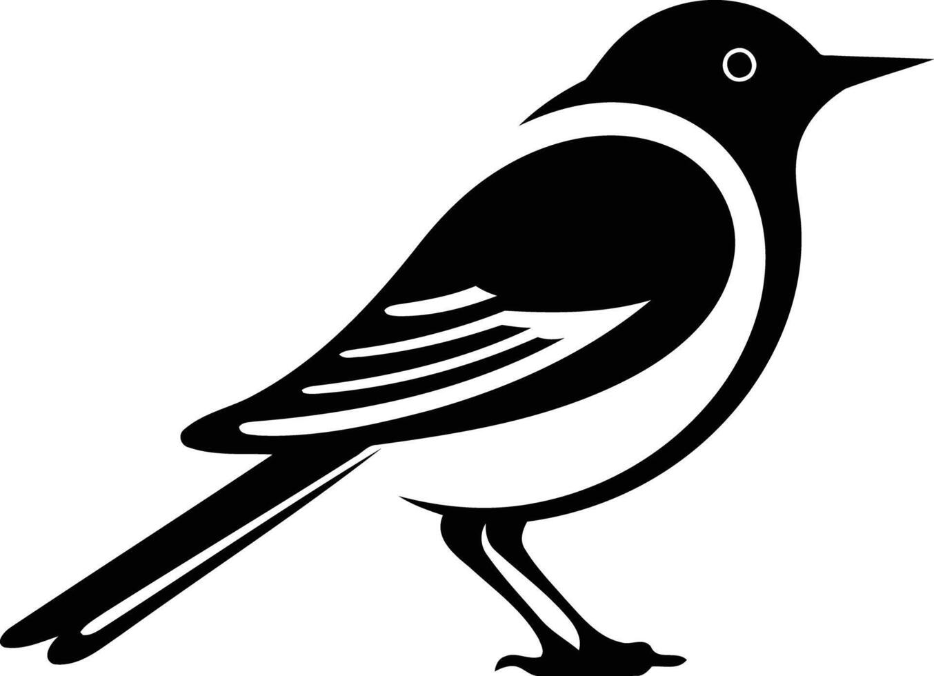Simple, black and white silhouette of a bird with a prominent tail vector