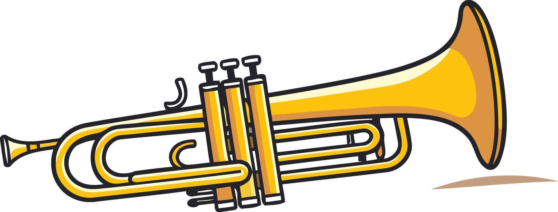 A simple, cartoon illustration of a yellow trumpet, perfect for music themed projects, websites, or presentations vector