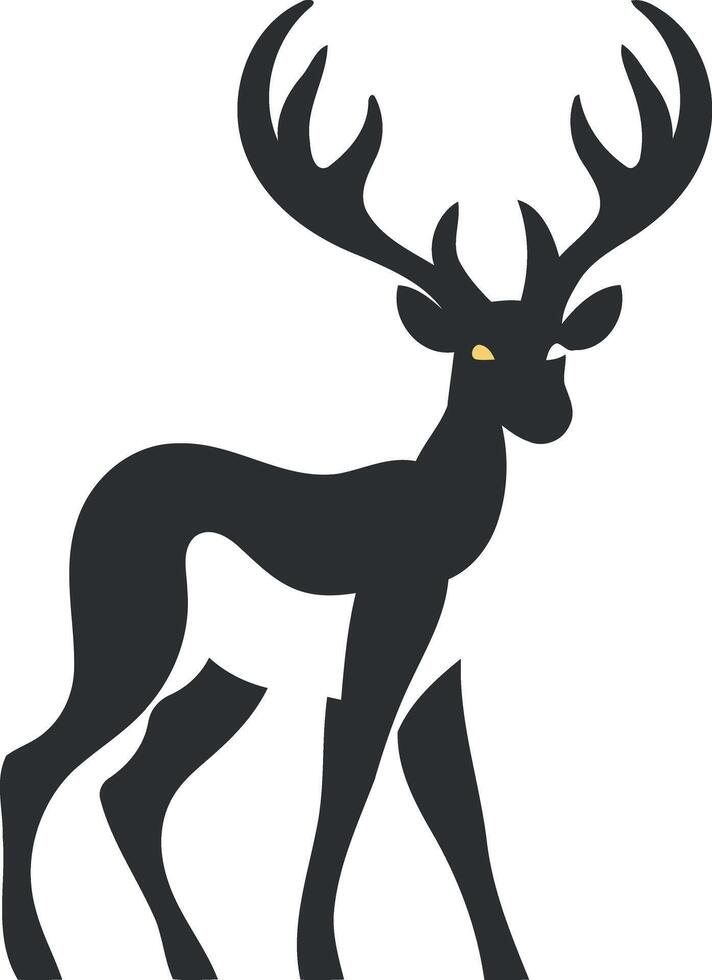 Simple silhouette of a deer with large antlers, ideal for minimalist logos, branding, or decorative design vector