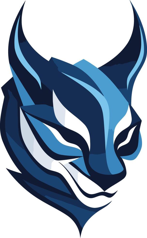 A bold and stylish blue lynx head logo, perfect for gaming, sports, and technology brands seeking a fierce and modern identity vector