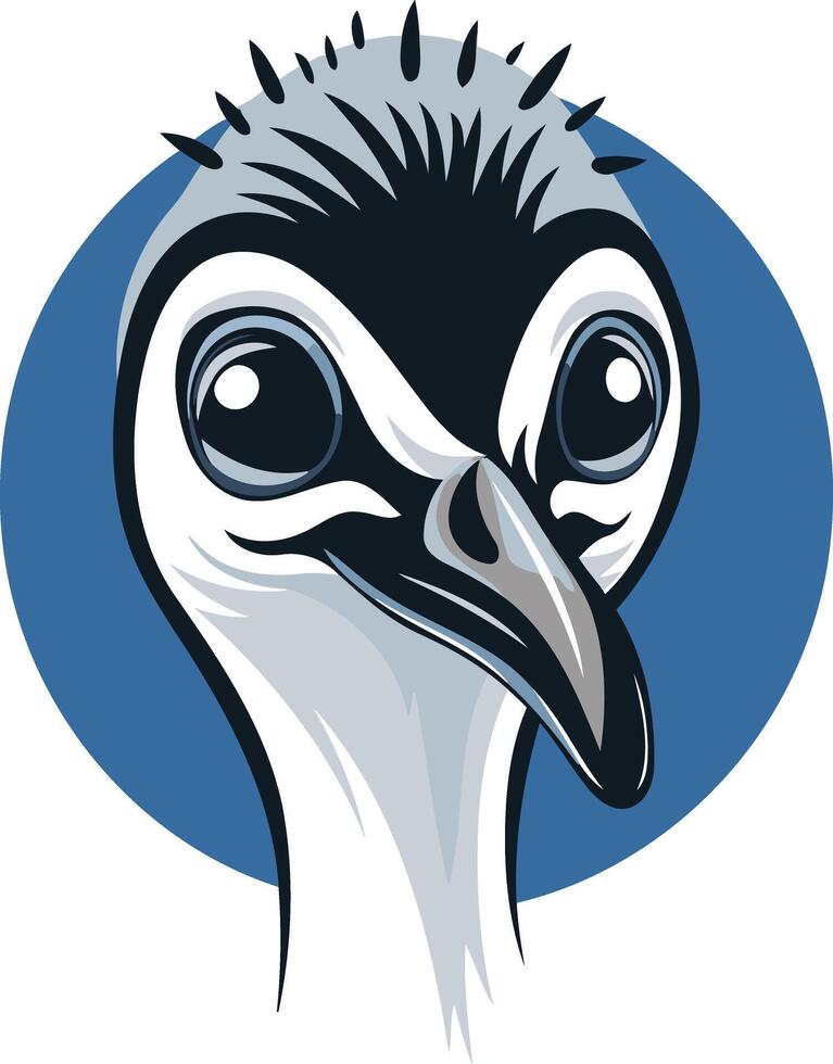 Cute cartoon illustration of an emu's face vector