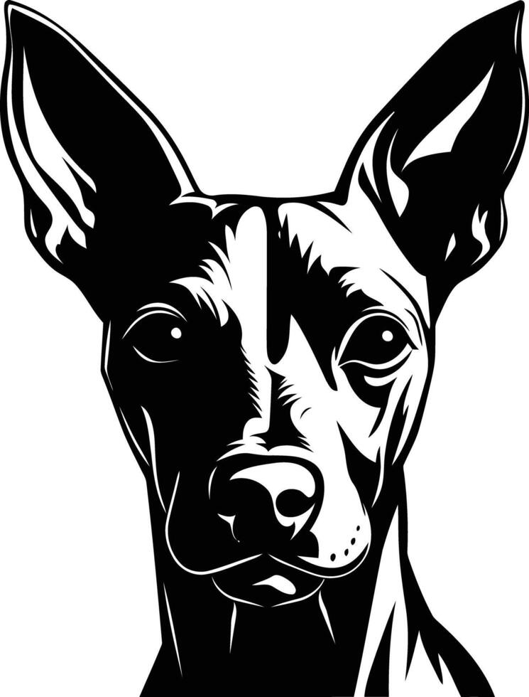 A striking black and white illustration of a dog's head, perfect for t shirts, pet products, or any design project needing a bold canine image vector