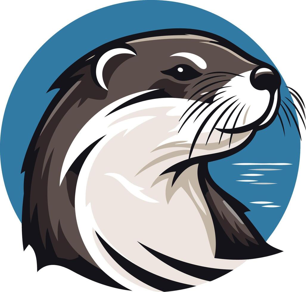 A bold and graphic illustration of an otter's head, perfect for branding, logos, and animal related designs vector