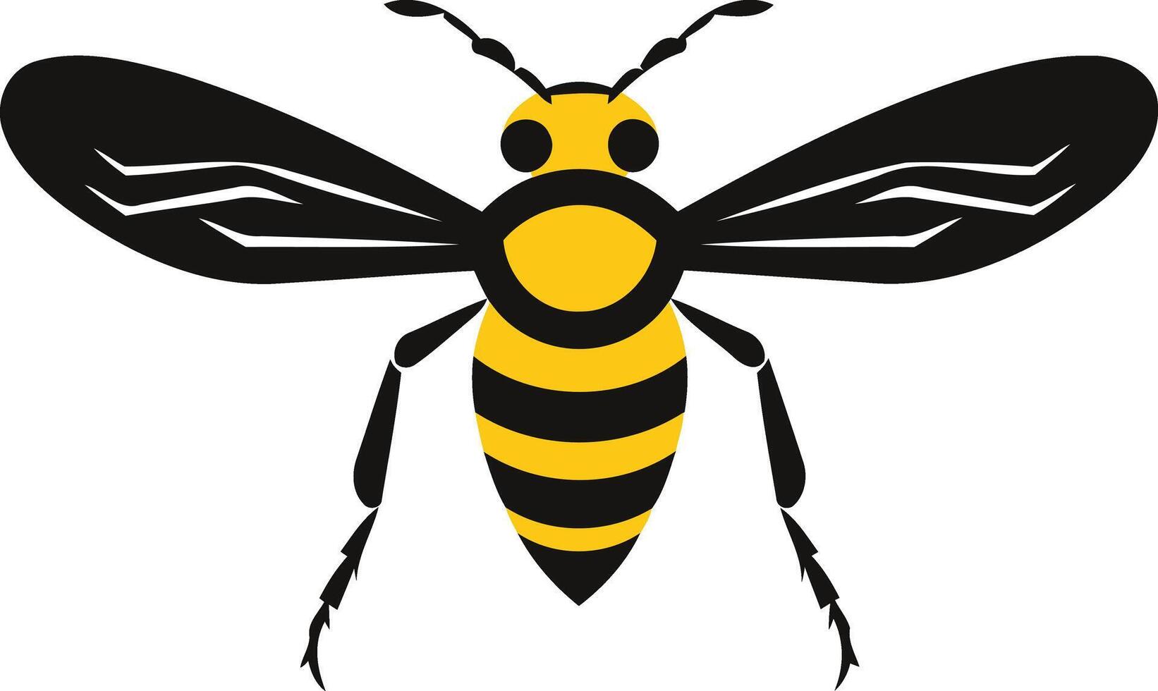 Simple, bold illustration of a bee in black and yellow, ideal for branding or logo design vector