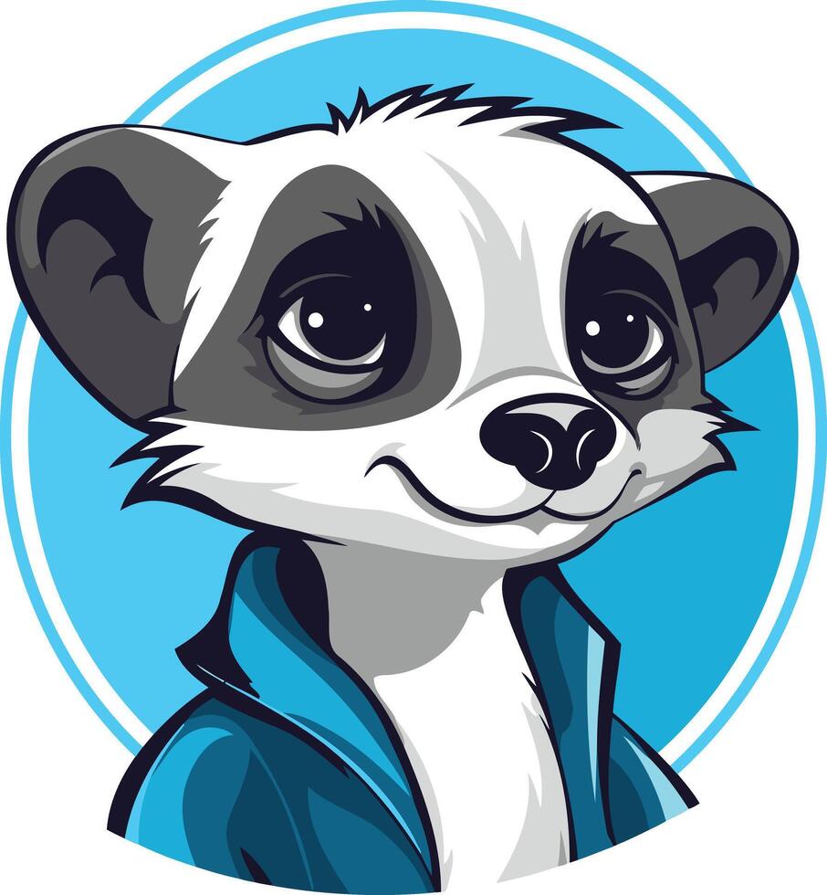 Cute cartoon meerkat wearing a blue jacket, perfect for kids' clothing, books, or branding vector