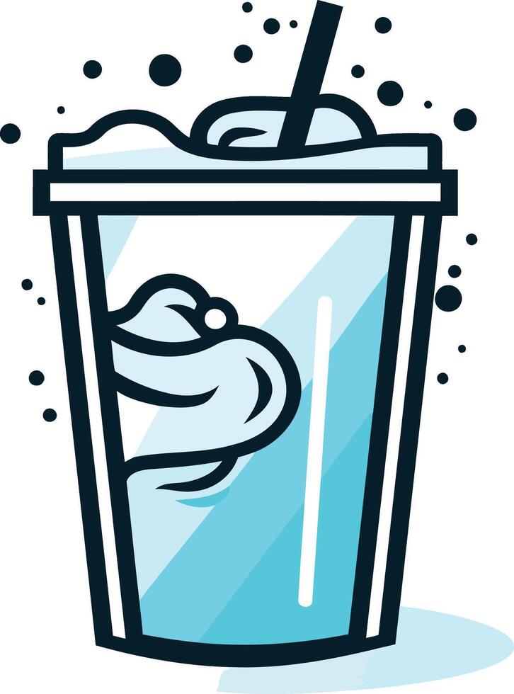 Refreshing Iced Drink with a Straw vector