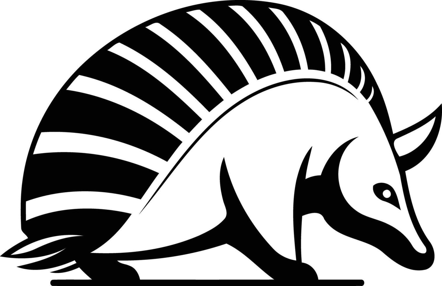 Bold and stylized black and white illustration of an armadillo vector