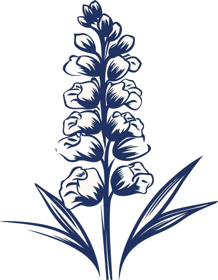 Elegant bluebell flower illustration, perfect for floral designs, invitations, and branding vector