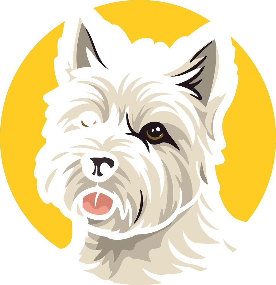 Cute cartoon west highland white terrier with a playful expression, perfect for pet related designs, branding, or social media vector