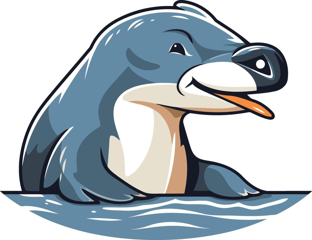 Smiling Otter in Water Cartoon vector
