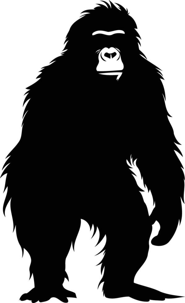 A powerful silhouette of a gorilla, standing tall and confident vector