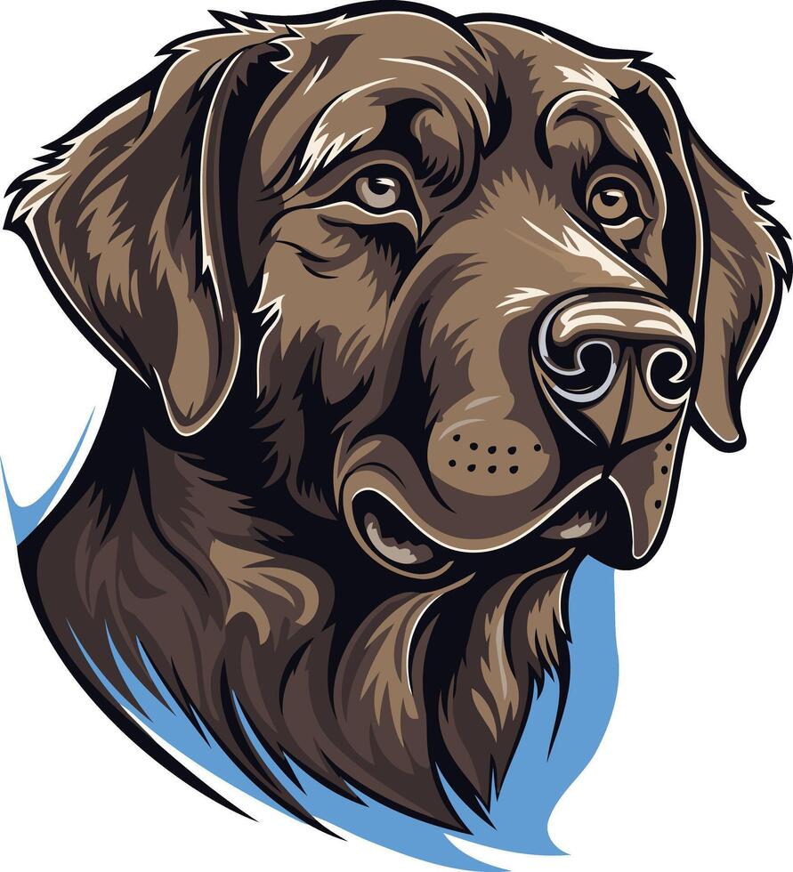 A detailed illustration of a chocolate labrador retriever with a gentle expression, ideal for pet related products, logos, and branding vector