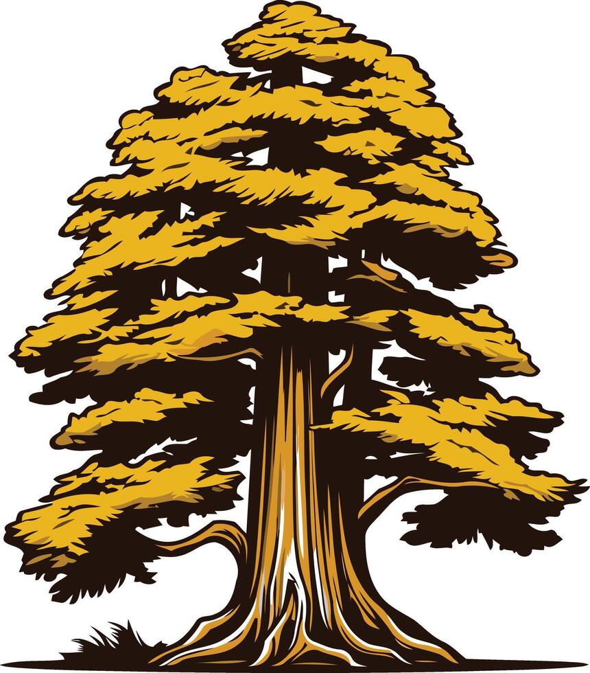 A robust, stylized illustration of a towering tree, perfect for representing strength, growth, and longevity vector