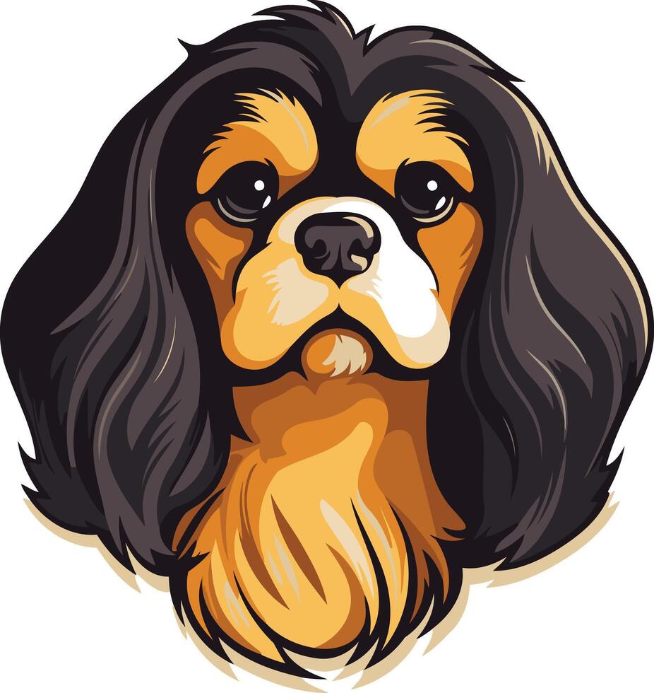Cute cartoon illustration of a cavalier king charles spaniel, perfect for pet related designs, social media, or merchandise vector