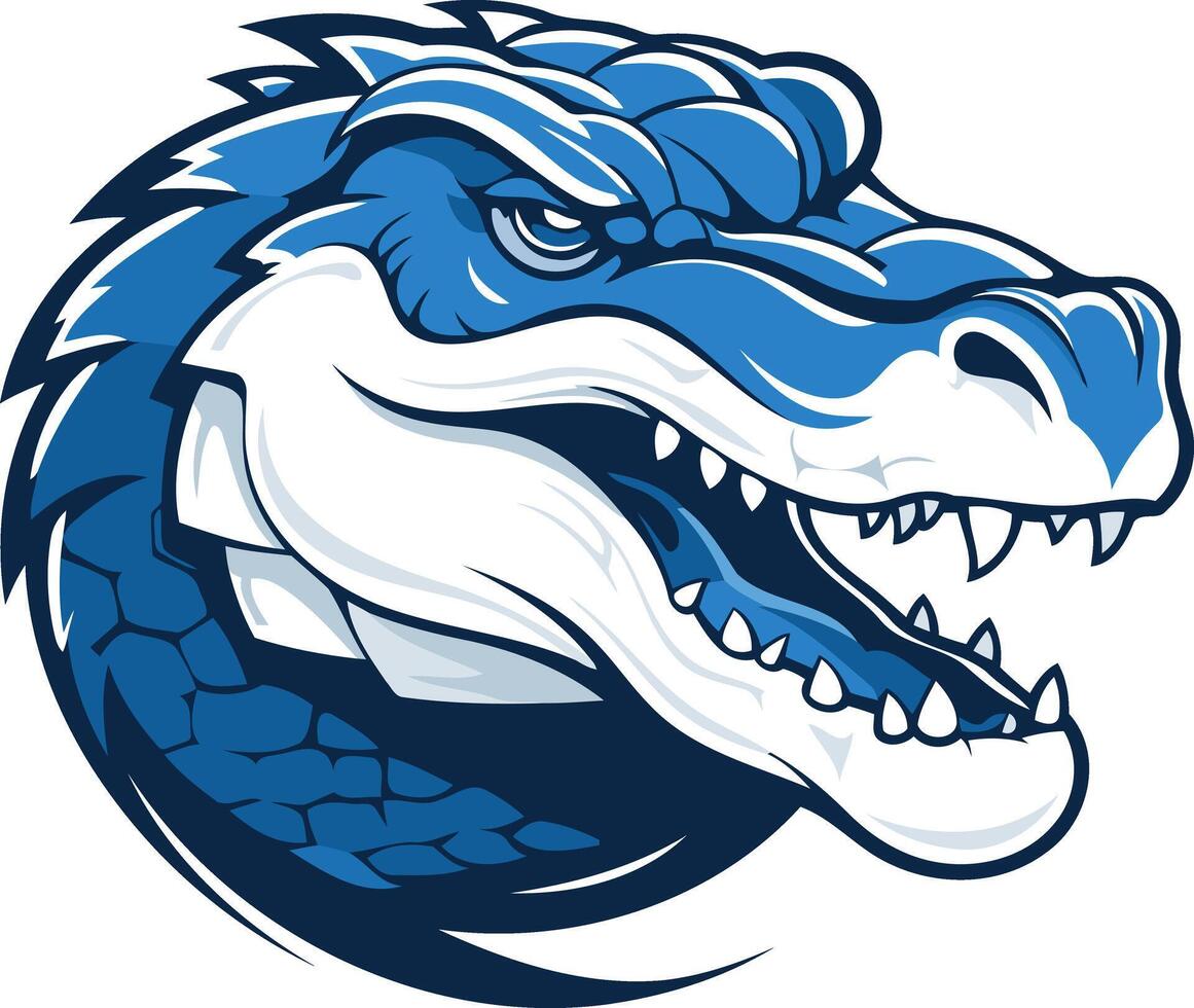 Blue and White Alligator Mascot Illustration vector