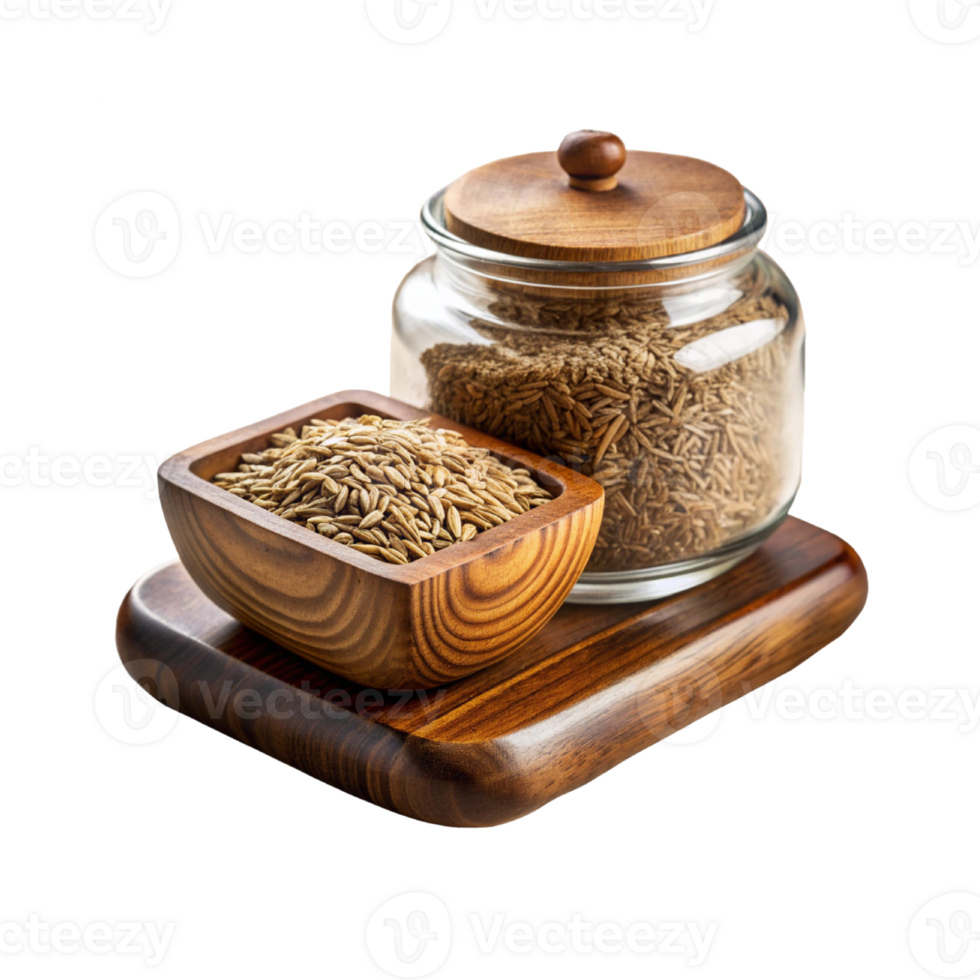 a glass jar filled with cumin seeds png