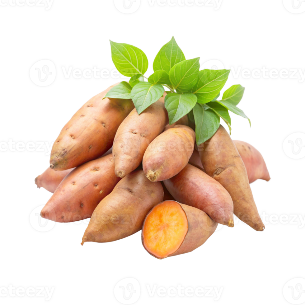 a pile of Sweet potato with leaves png