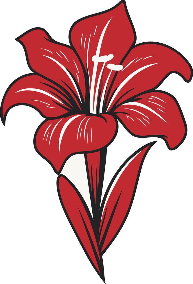 A simple yet elegant red lily flower illustration, perfect for adding a touch of nature to your designs vector