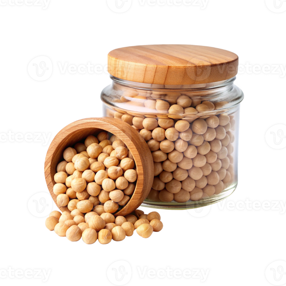 clear glass jar filled with Chickpeas png
