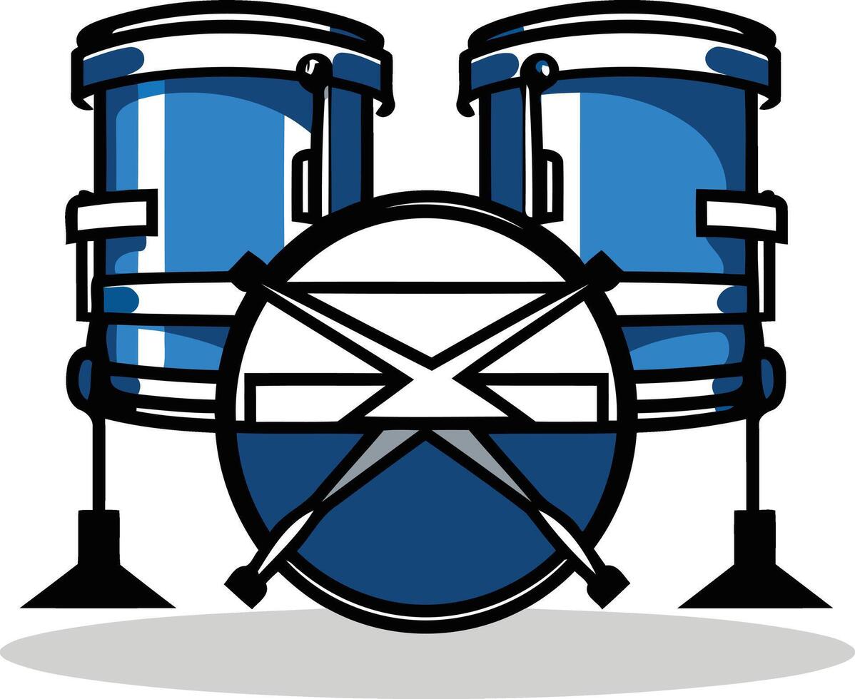 A fun and simple illustration of a cartoon drum set vector