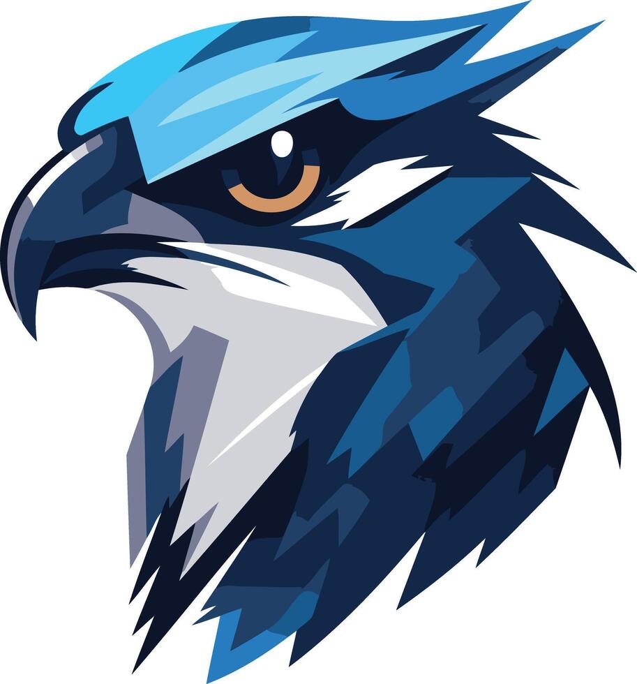 Blue and Gray Hawk Head Illustration vector