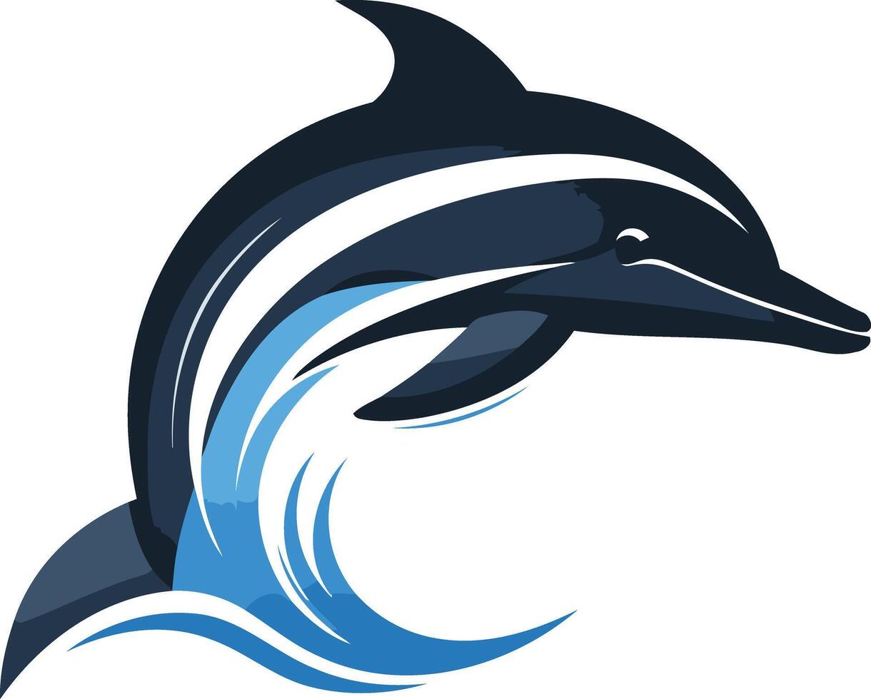Dolphin Leaping Through a Blue Wave vector