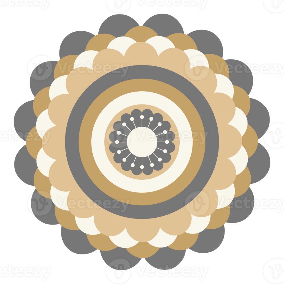 Rosette Style Flower In Shades Of Grey Gold And Cream png