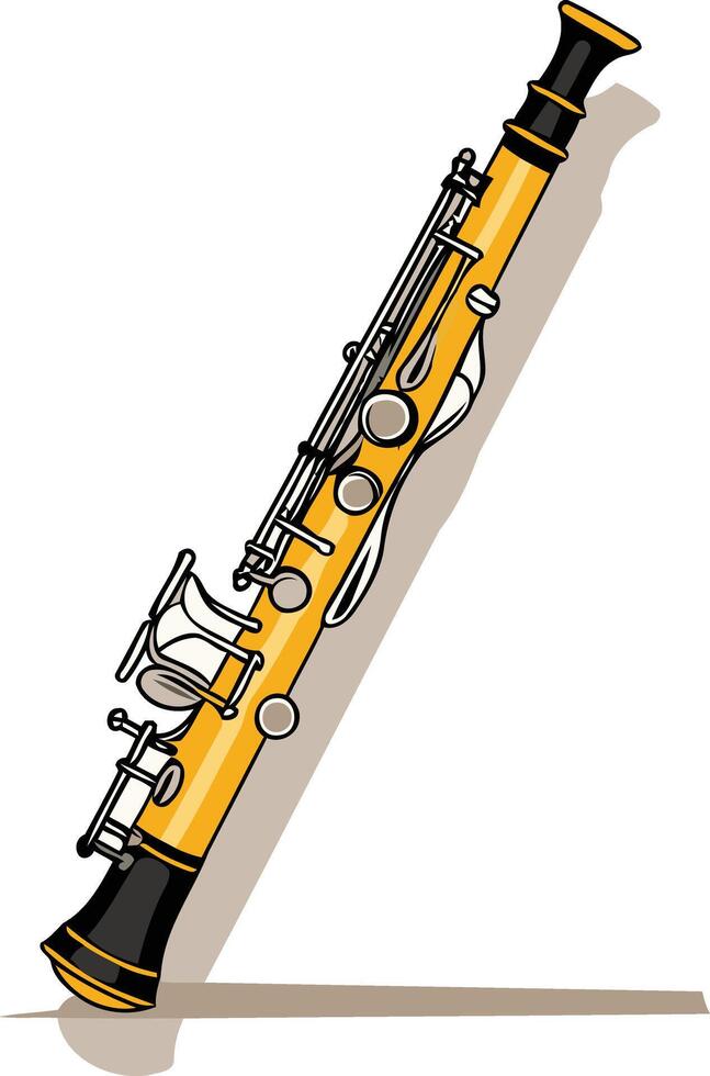 A simple yet stylish illustration of a clarinet, perfect for music related projects, websites, or educational materials vector