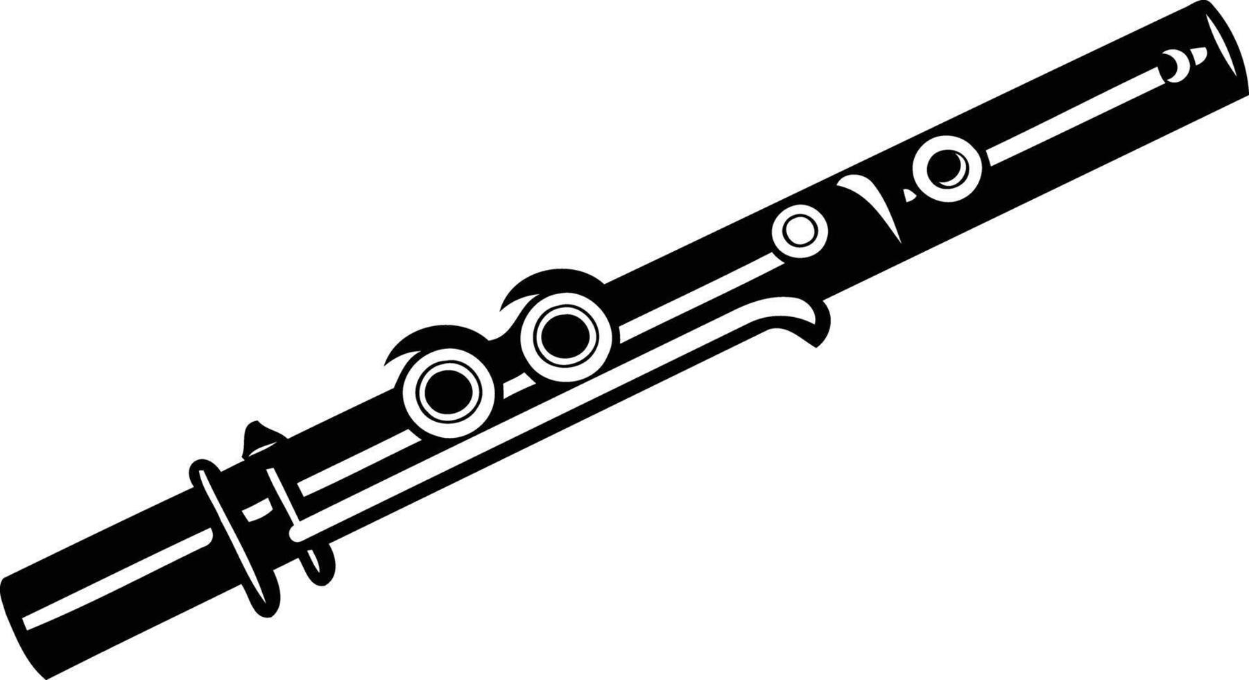 Black and white illustration of a flute, perfect for musical designs, website icons, or educational materials vector